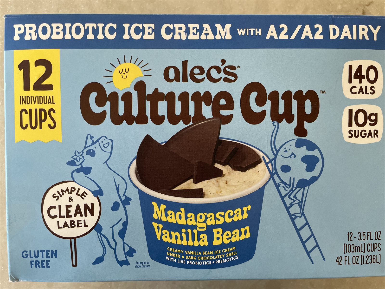 Costco 12 杯装 Alec’s Culture Cup Madagascar Vanilla Bean，A2/A2 dairy、140 calories、10g sugar